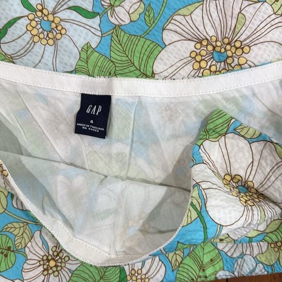 Gap Green/Blue Retro Floral A-Line Mini Skirt Size 4 - Picture 3 of 3